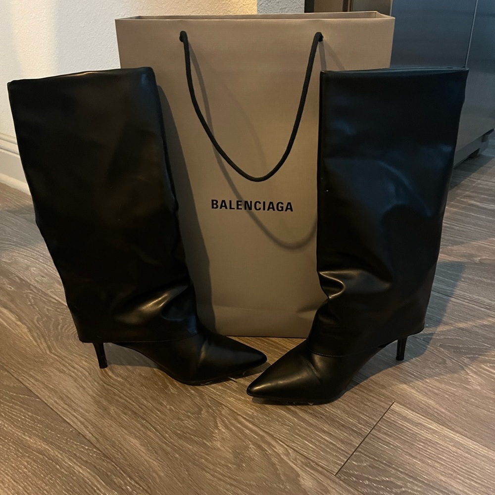 Women Balenciaga leather knee high boots